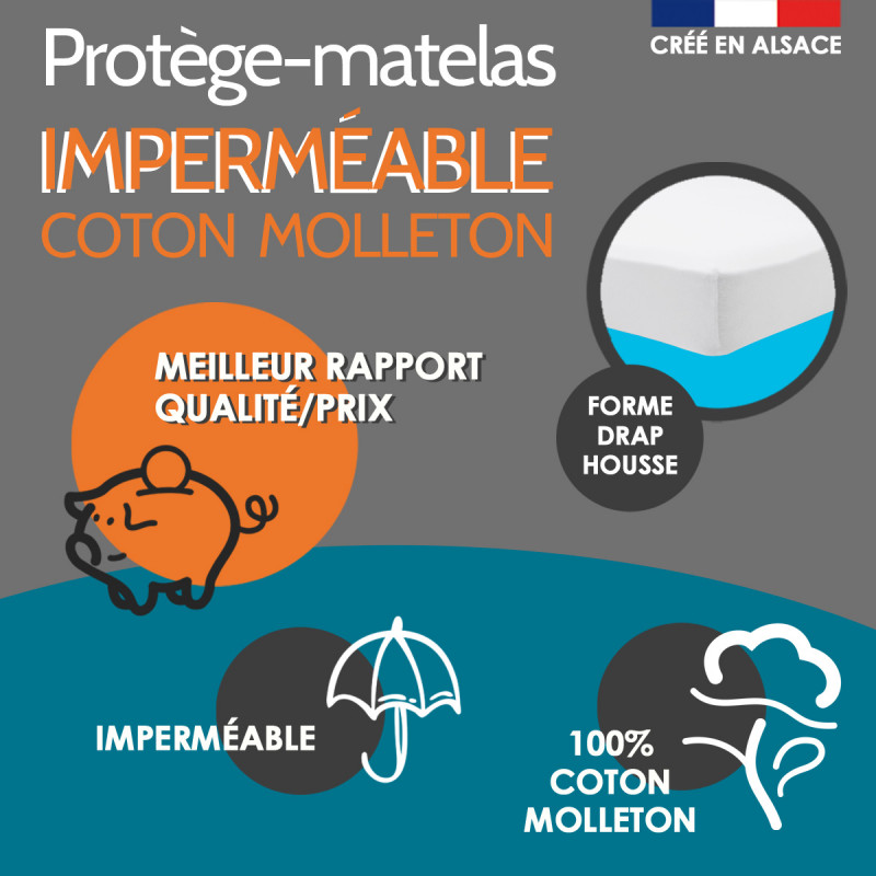 Protège matelas imperméable 90x190 cm arnaud - molleton