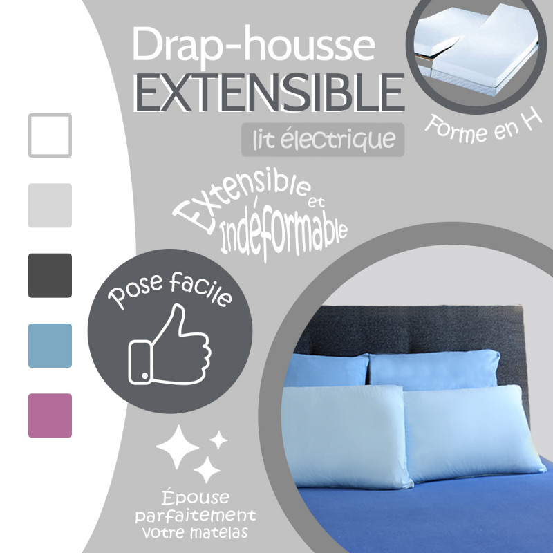 Drap Housse 2x80x200 Bleu pour lit électrique 100% Coton confectionné en  France : : Cuisine et Maison