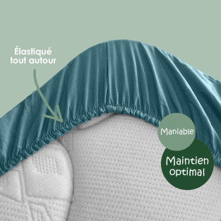 Drap-Housse Percale Tencel™ Coton Bio pour Lit 2x80x200 Drap-Housse Percale Tencel™ Coton Bio pour Lit 2x80x200