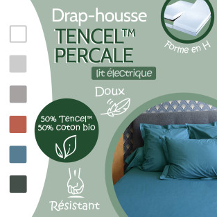 Drap-Housse Percale Tencel™ Coton Bio pour Lit 2x80x200
