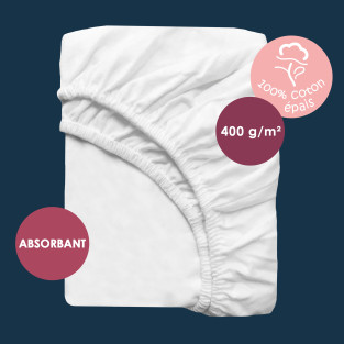 Protège-matelas molleton 400 g/m² grand bonnet 35 cm Protège-matelas molleton 400 g/m² grand bonnet 35 cm
