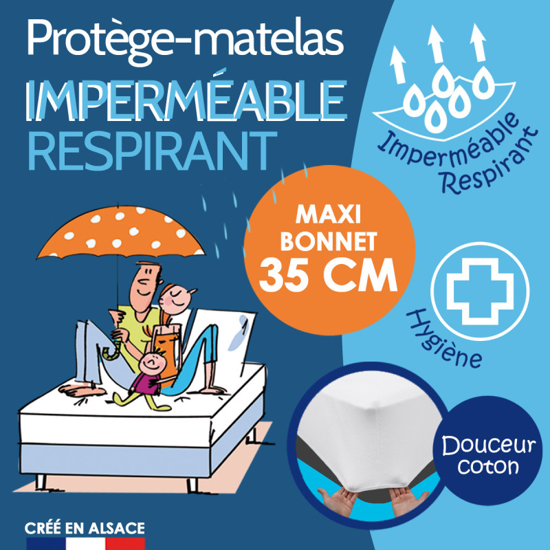 Protège-matelas extensible 100% coton 180x200 cm bonnet 3