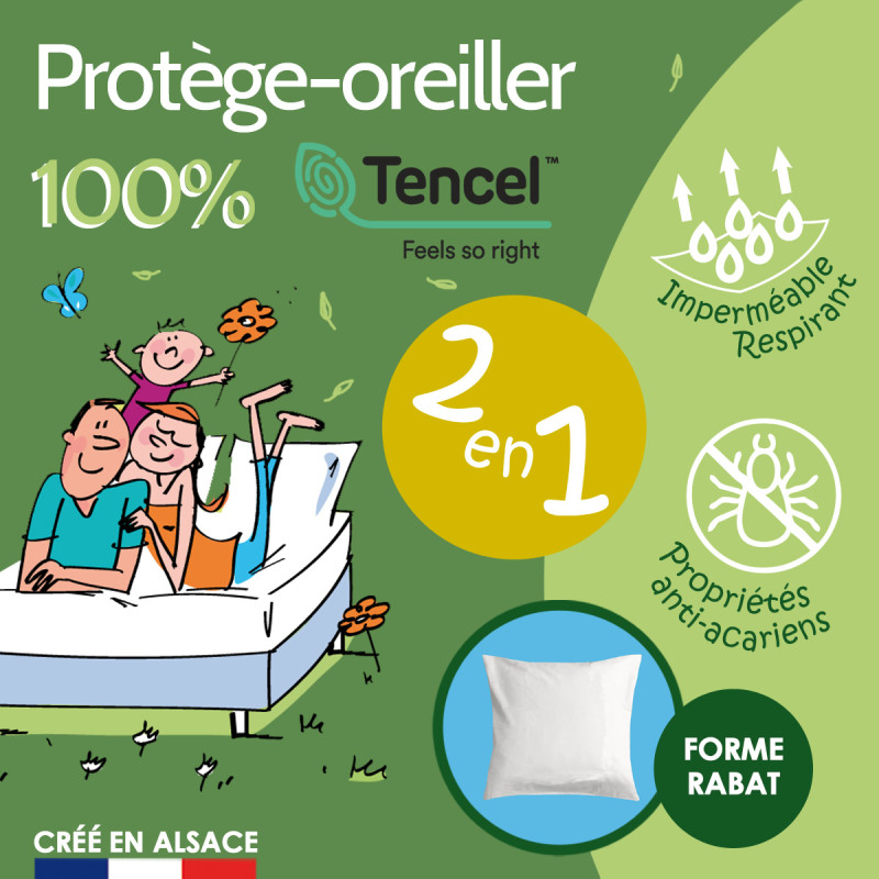 Protège oreiller anti-acariens Microstop molleton imperméable