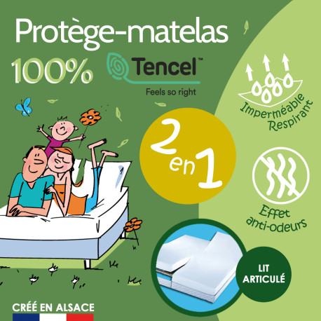 Protège-matelas imperméable pour lit articulé en TENCEL™ Lyocell Protège-matelas imperméable pour lit articulé en TENCEL™ Lyocell