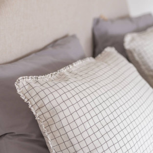 Housse de couette flanelle à carreaux blanc et anthracite Housse de couette flanelle à carreaux blanc et anthracite