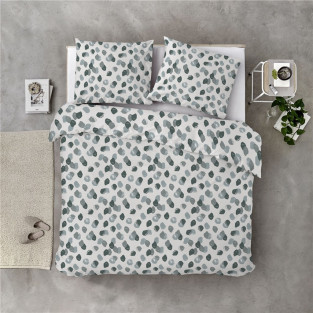 Housse de couette coton à motif léopard vert