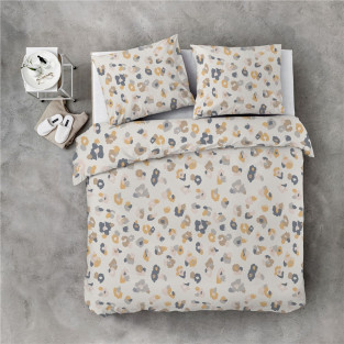 Housse de couette à motif léopard rose