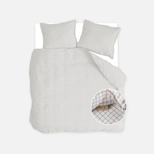 Housse de couette flanelle à carreaux blanc et anthracite Housse de couette flanelle à carreaux blanc et anthracite
