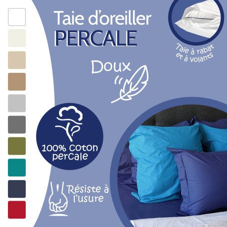 Taie d'oreiller Percale coton Taie d'oreiller Percale coton