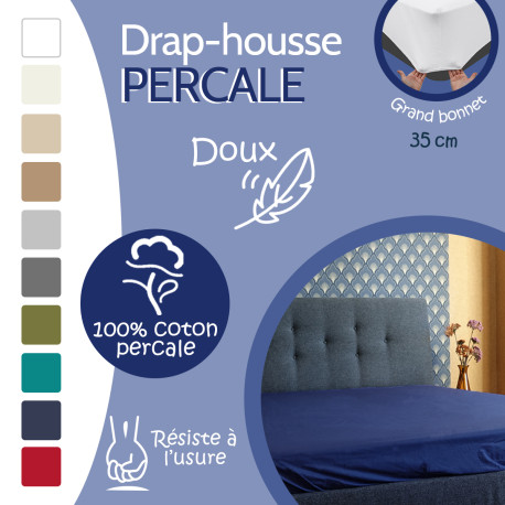Drap Housse Percale de Coton Drap Housse Percale de Coton
