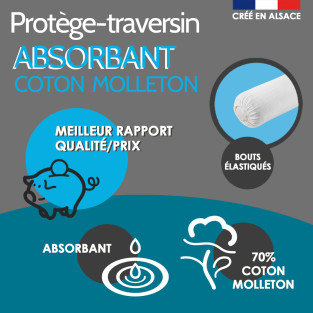 Protège Traversin Coton Molleton Protège Traversin Coton Molleton